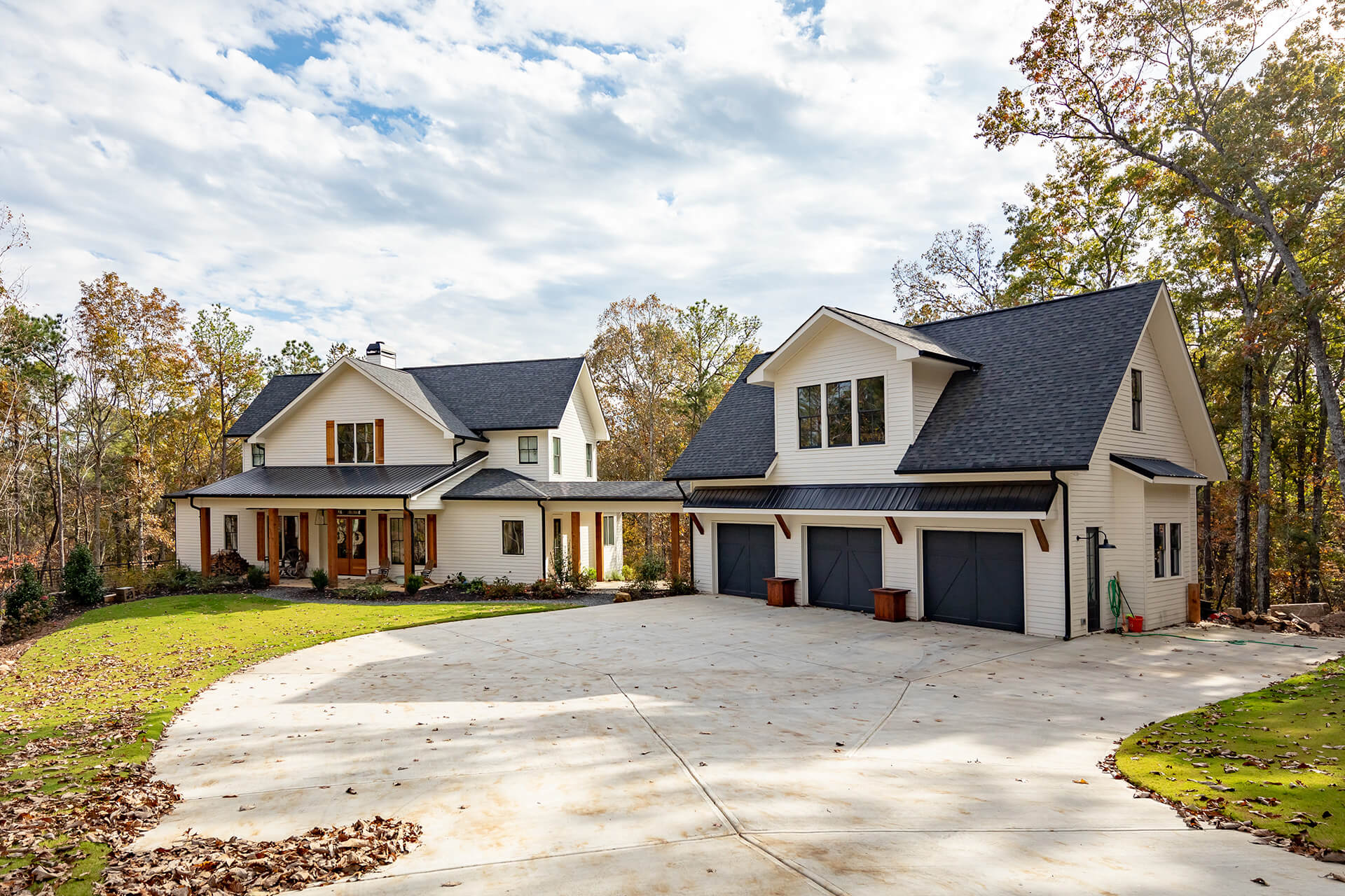 beautiful custom home in a modern farmhouse style with Nichiha siding