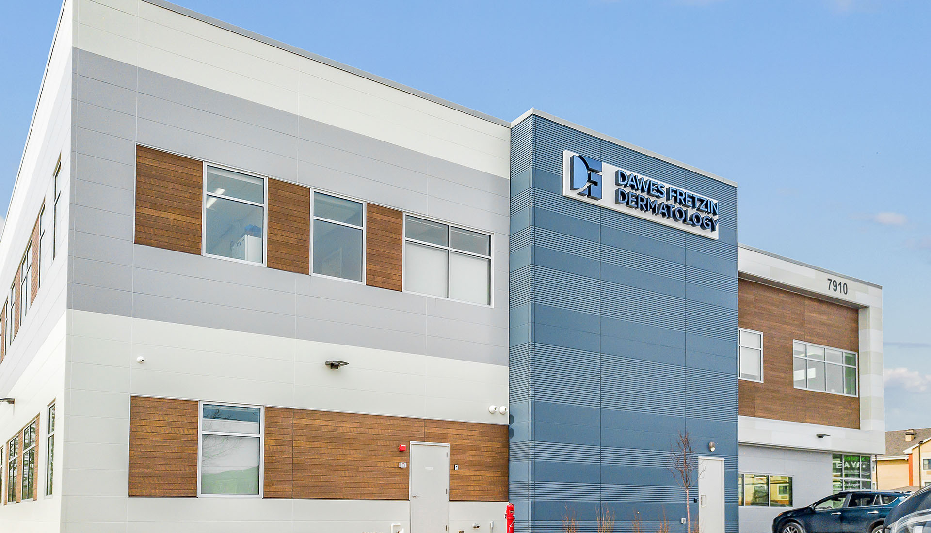 exterior of dawes fretzin dermatology with multiple nichiha fiber cement panels