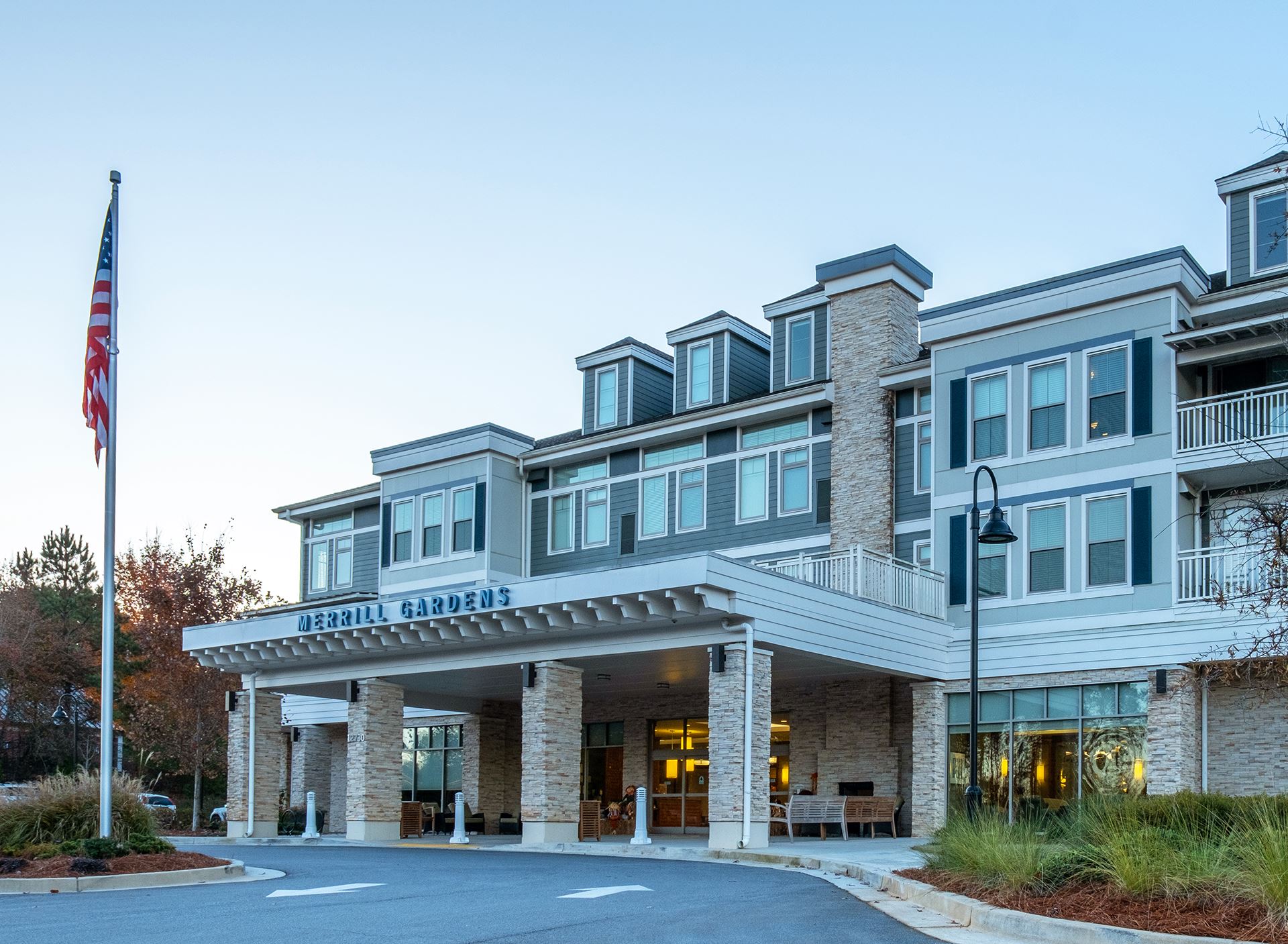 Front entrance of Merrill Gardens with NichiProducts