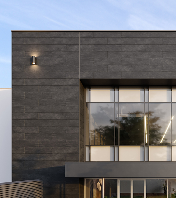 Close up rendering of Corbosa Shadow on a commercial building
