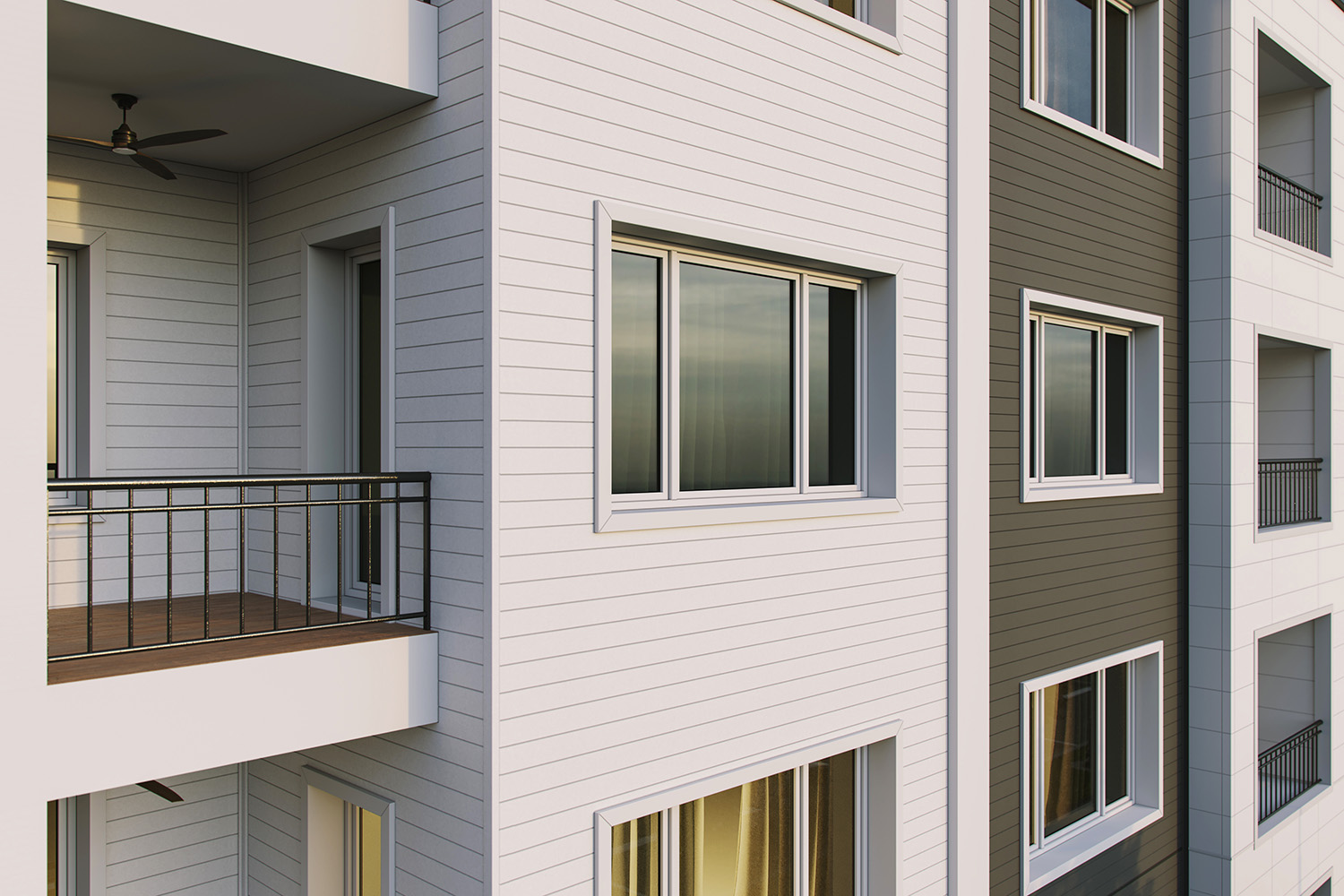 Close up of Latura V-Groove detail on a multifamily building