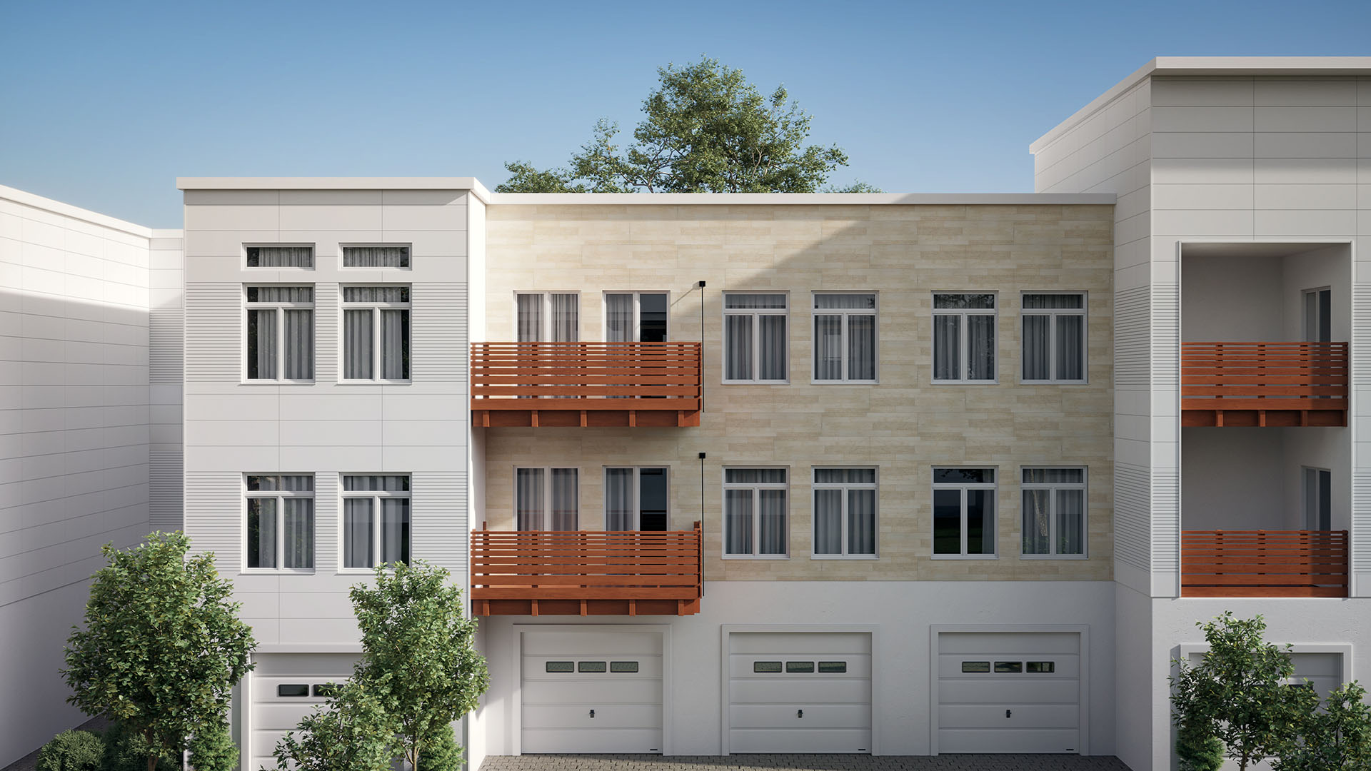 section of multifamily building with Natura fiber cement panels